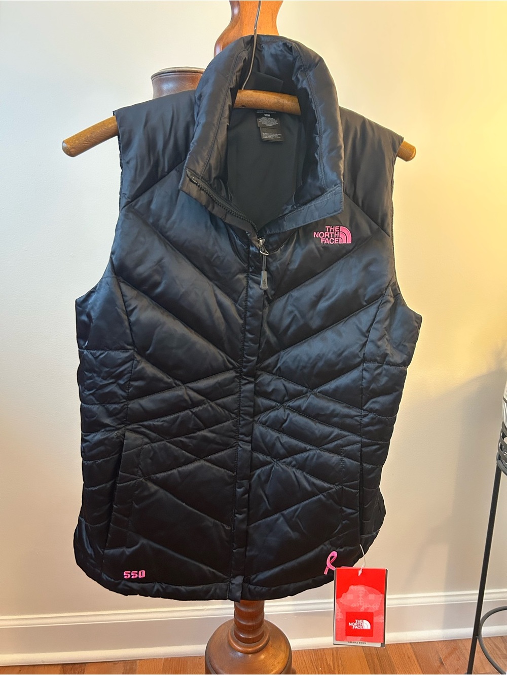 The North Face Black Quilted Women’s Puffer Vest Breast cancer edition Size Smal